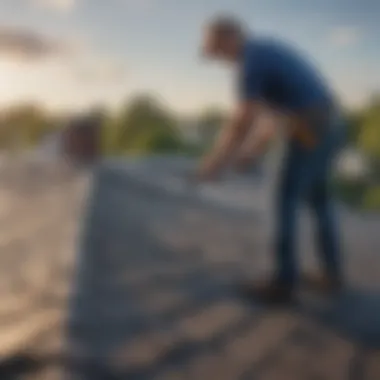 A professional examining a roof, highlighting the factors influencing the cost of roofing projects.