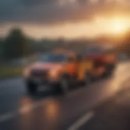 A tow truck in action on a busy highway