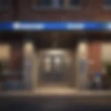 Exterior view of a Chase Bank branch showcasing security features
