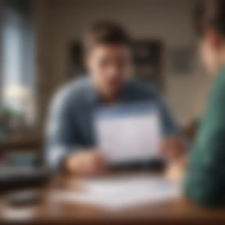 A person reviewing their credit report at a desk