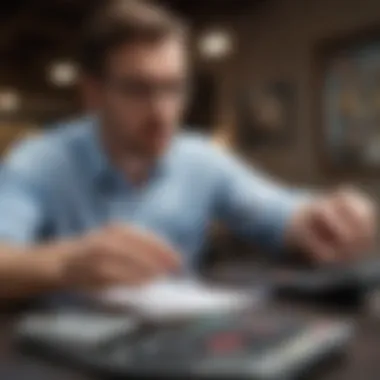 An individual using a calculator to assess business finances