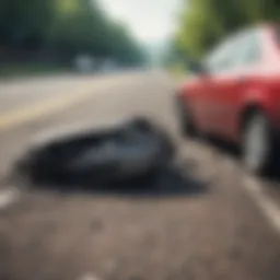 Consequences of driving without insurance depicted through a broken car on the side of the road