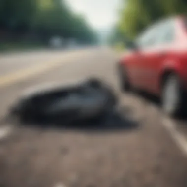 Consequences of driving without insurance depicted through a broken car on the side of the road