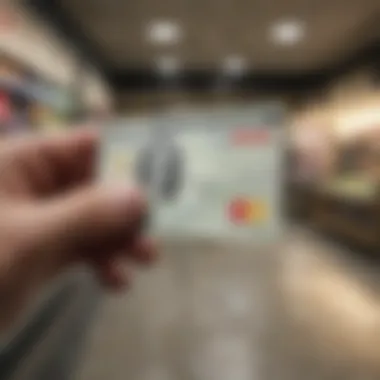 Consumer utilizing the card for a purchase in a store