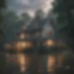 A serene home impacted by floodwaters