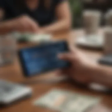 Comparing Exchange Rates through Technology Person using a financial app to compare exchange rates