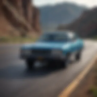 A car on a Wyoming highway representing auto insurance