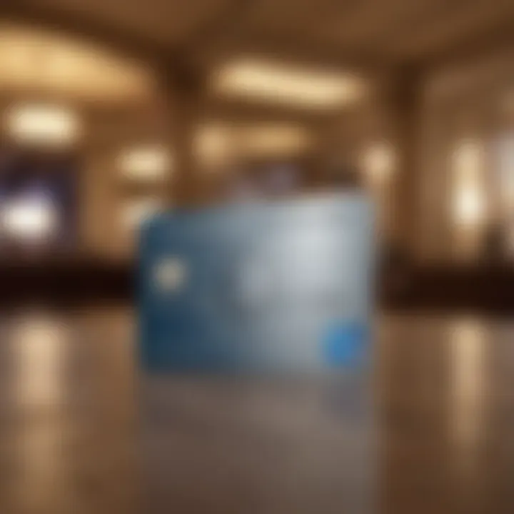 AmericanExpress Card in Action AmericanExpress card held with hotel lobby in background