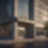 Modern bank building symbolizing no closing cost options