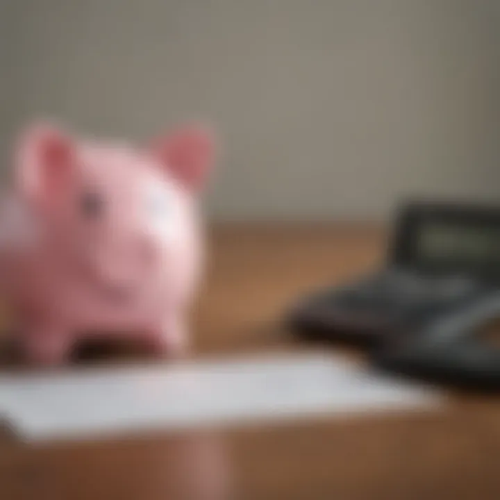 A calculator and a piggy bank symbolizing savings