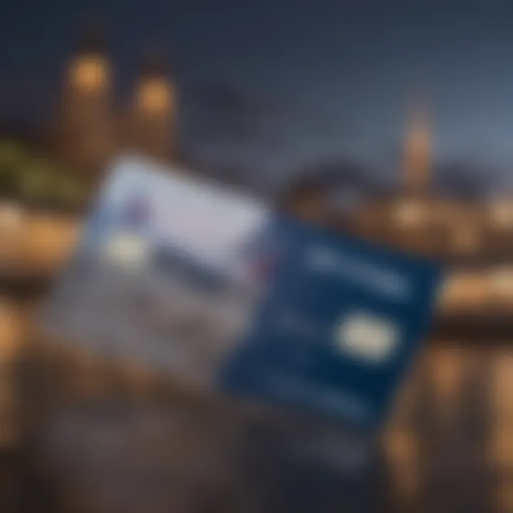 Delta American Express card against a backdrop of travel destinations