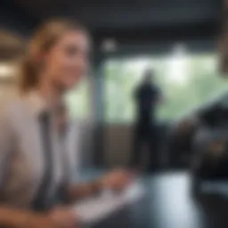 Customer service representative assisting a client