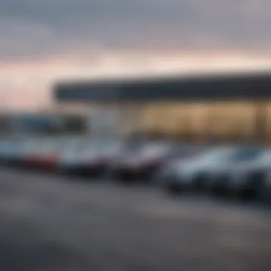 A scenic view of a car dealership in Illinois