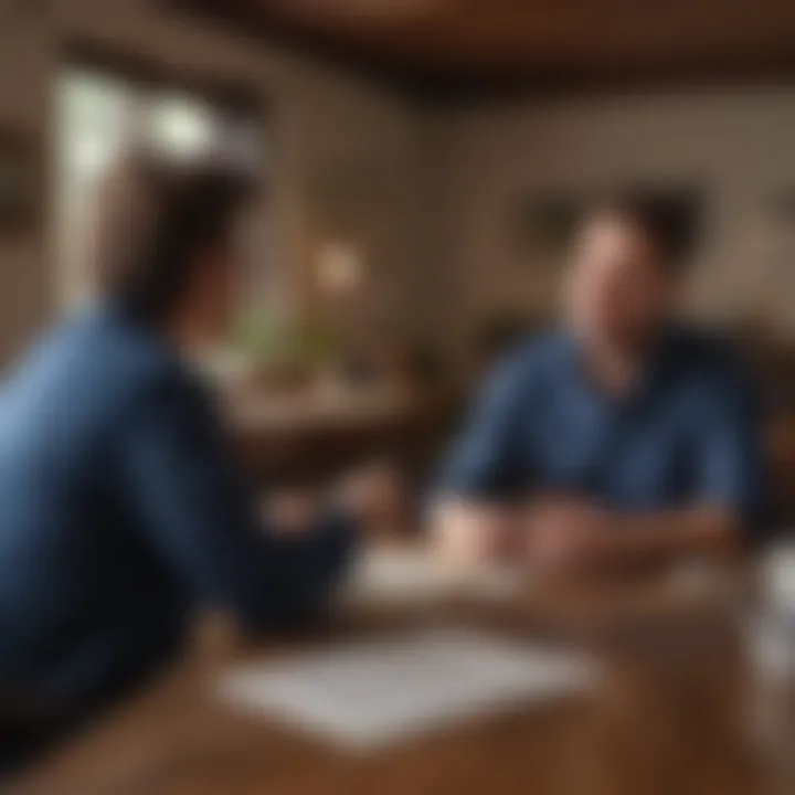 A professional discussing insurance options with a homeowner