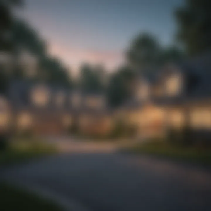 A serene neighborhood showcasing well-protected homes