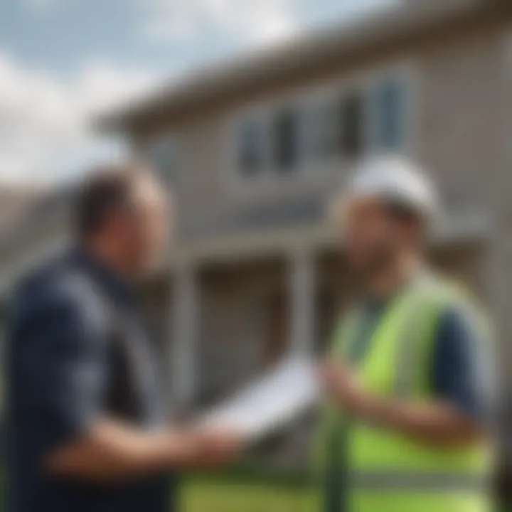 A homeowner discussing roof issues with a contractor, emphasizing proactive communication.