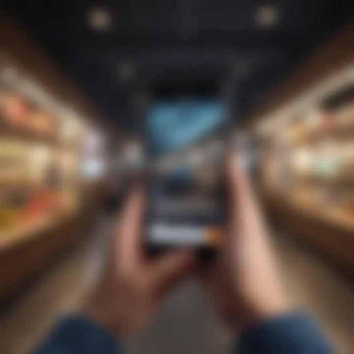A person using a smartphone to shop online.
