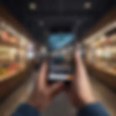 Everyday Online Shopping A person using a smartphone to shop online.