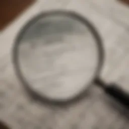 Illustration of a magnifying glass over financial documents