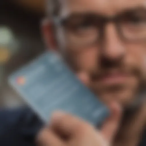 Person looking at their smartphone displaying insurance card details