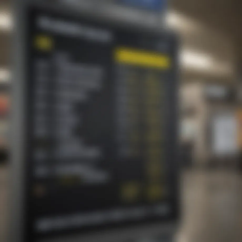 Spirit Airlines flight schedule board
