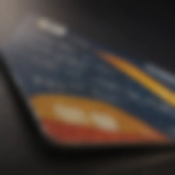 A close-up of a credit card showcasing various features.