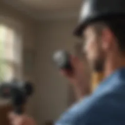 Close-up of a home inspector evaluating property features