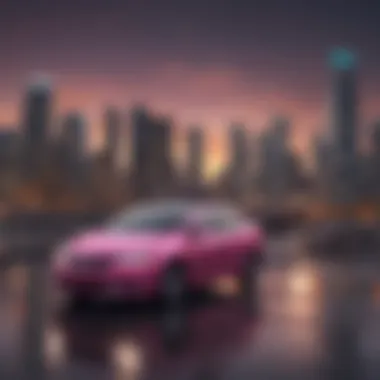 Lyft logo with a scenic city backdrop