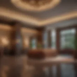 Luxurious Marriott hotel lobby showcasing rewards ambiance