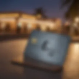 American Express credit card in a wallet with travel destinations in the background.