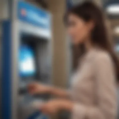 User interacting with Citibank ATM for cash deposit