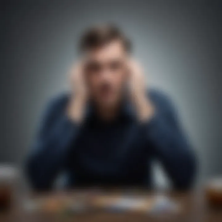 Conceptual illustration of emotional stress caused by debt