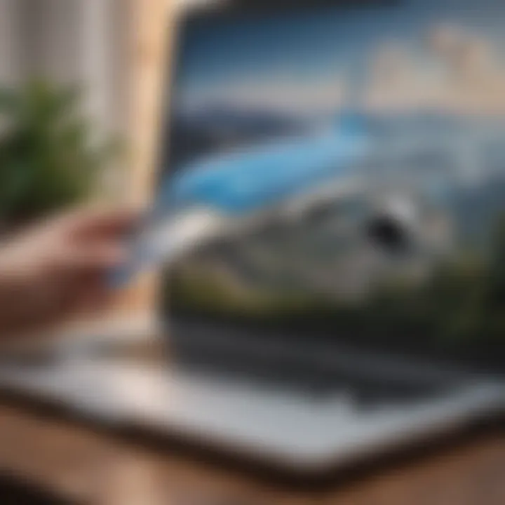 A traveler booking flights with air miles on a laptop