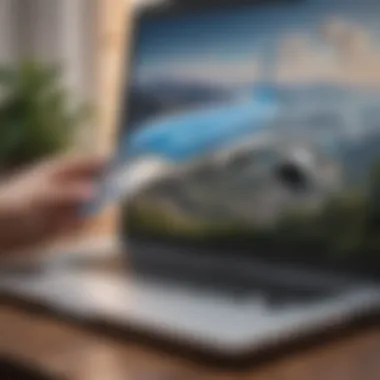 Booking Flights Using Air Miles A traveler booking flights with air miles on a laptop