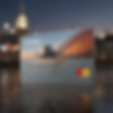 A credit card displayed with travel icons symbolizing rewards