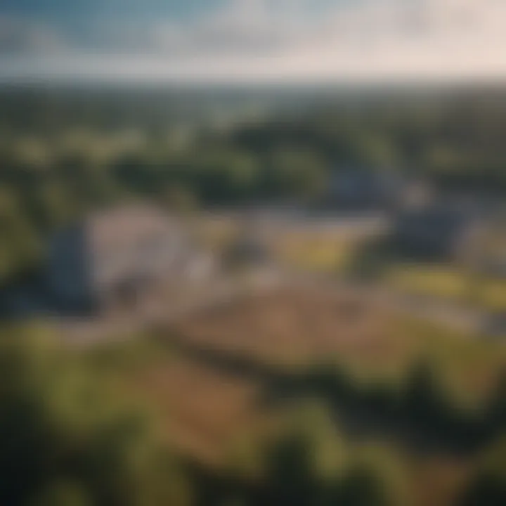 Aerial view of a pristine piece of land ready for development