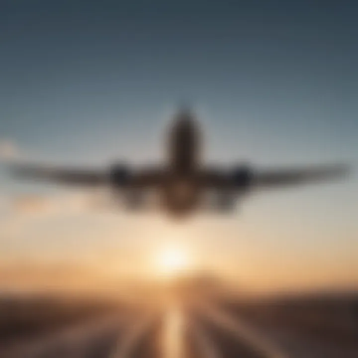 Airplane taking off against a clear sky