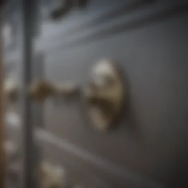 Safe Deposit Box Close-Up Close-up of a safe deposit box with key and lock