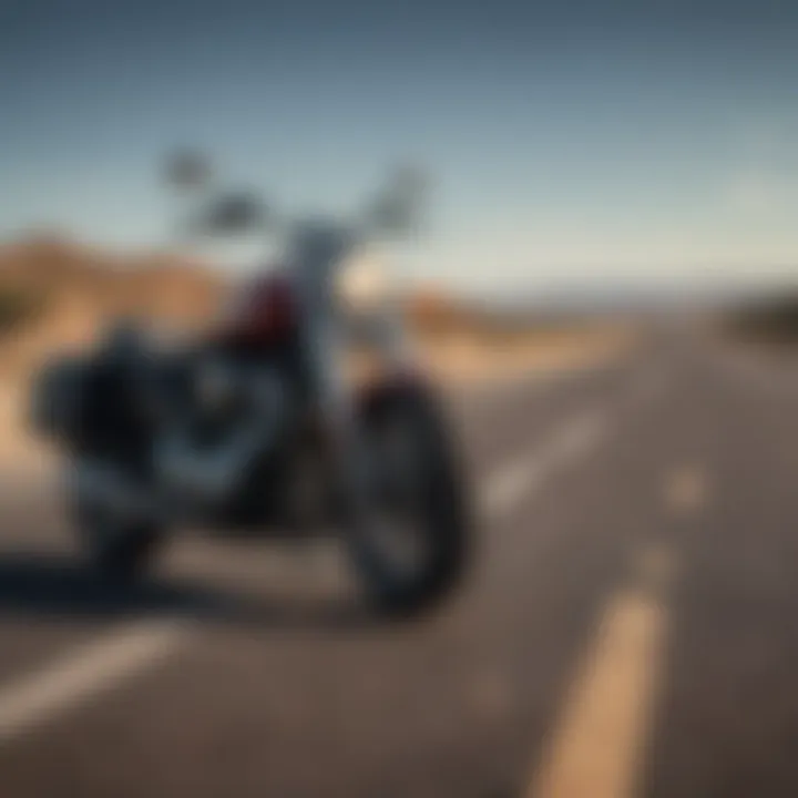 A powerful motorcycle cruising on an open road