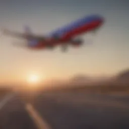 Scenic view of a Southwest Airlines plane taking off