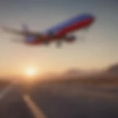 Scenic view of a Southwest Airlines plane taking off