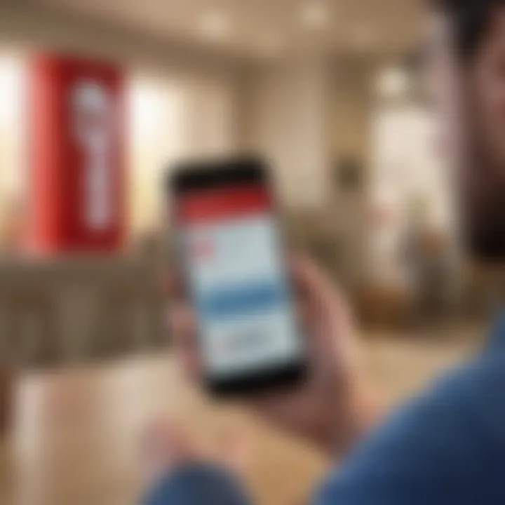 Illustration of a user navigating through the State Farm mobile application to access the insurance card.