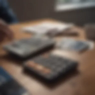 Effective Debt Management Strategies Person calculating monthly payments with a calculator and credit card