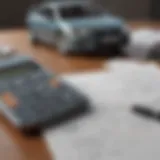 A calculator and financial documents symbolizing budgeting for car insurance