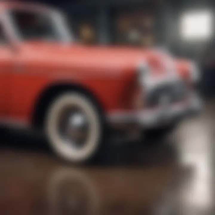 A vintage car parked, showcasing its classic design and charm.