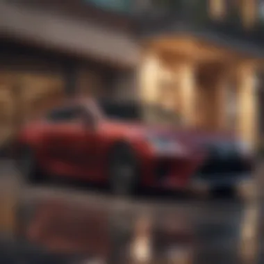 Luxury Car in Upscale Setting Luxury car parked in an upscale environment