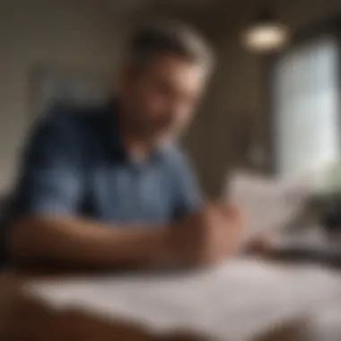 A person analyzing insurance papers with a concerned look