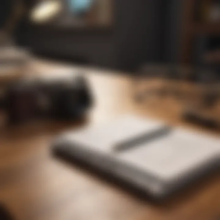 A notebook and passport on a wooden table