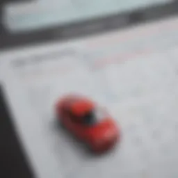 A close-up of a car insurance policy document with a calendar indicating expiration.