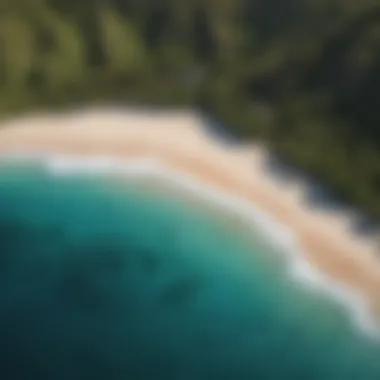 Stunning Hawaiian Beach Landscape Aerial view of Hawaiian beach showcasing its crystal-clear waters and lush surroundings